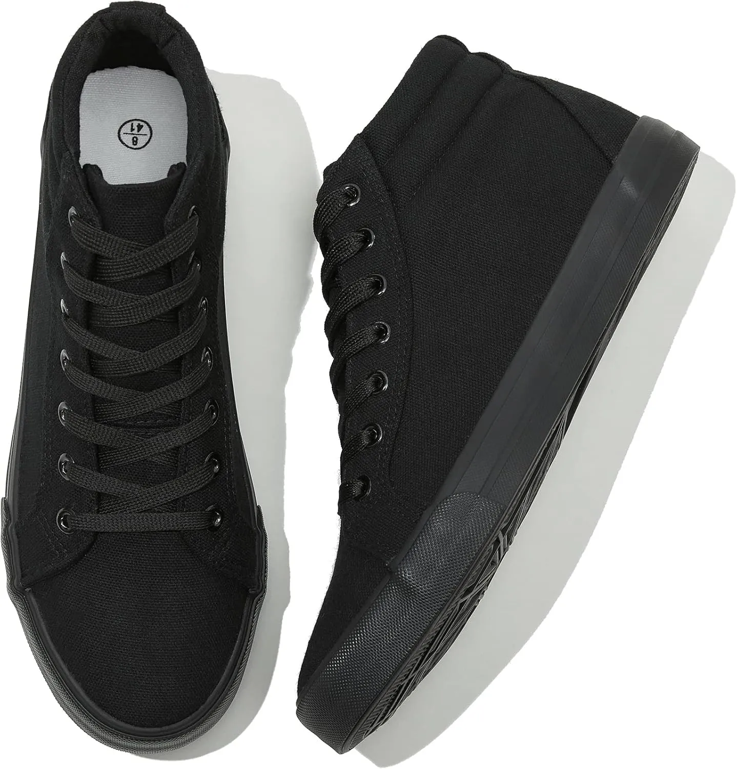Men's White Canvas High Top Sneakers - Classic Lace-Up Walking Shoes, Light-Weight Soft Casual Tennis Shoes