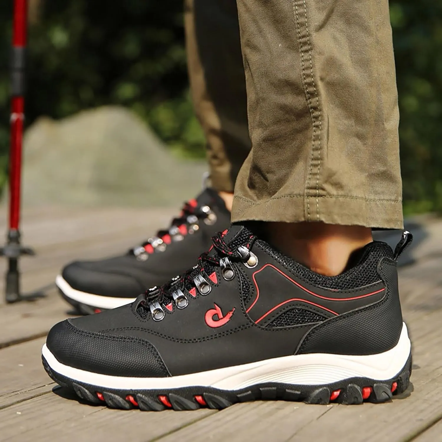Men's Wide Hiking Shoes Lightweight Walking Shoes Waterproof Work Shoes for Outdoor Trailing Trekking Camping