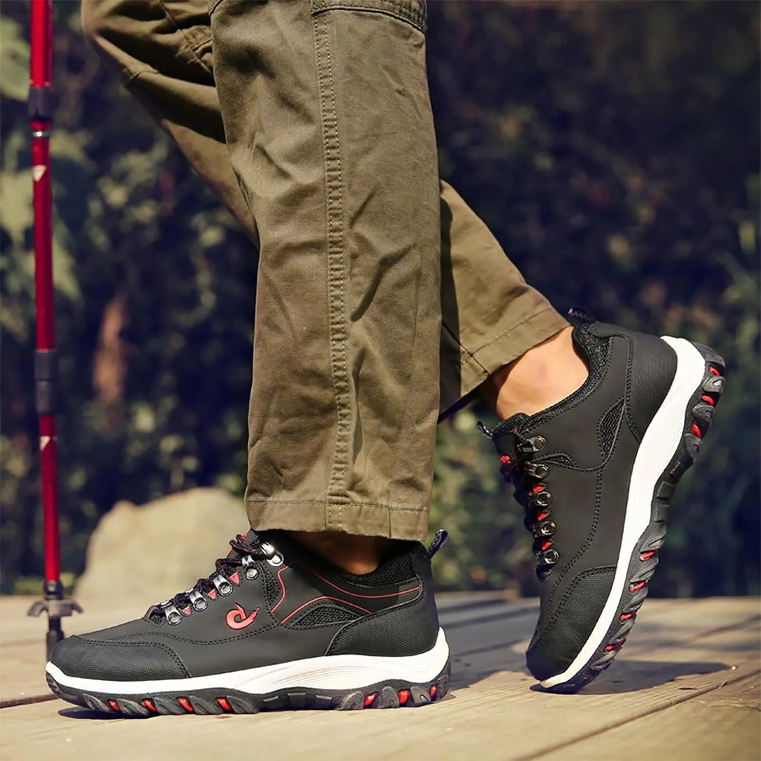 Men's Wide Hiking Shoes Lightweight Walking Shoes Waterproof Work Shoes for Outdoor Trailing Trekking Camping