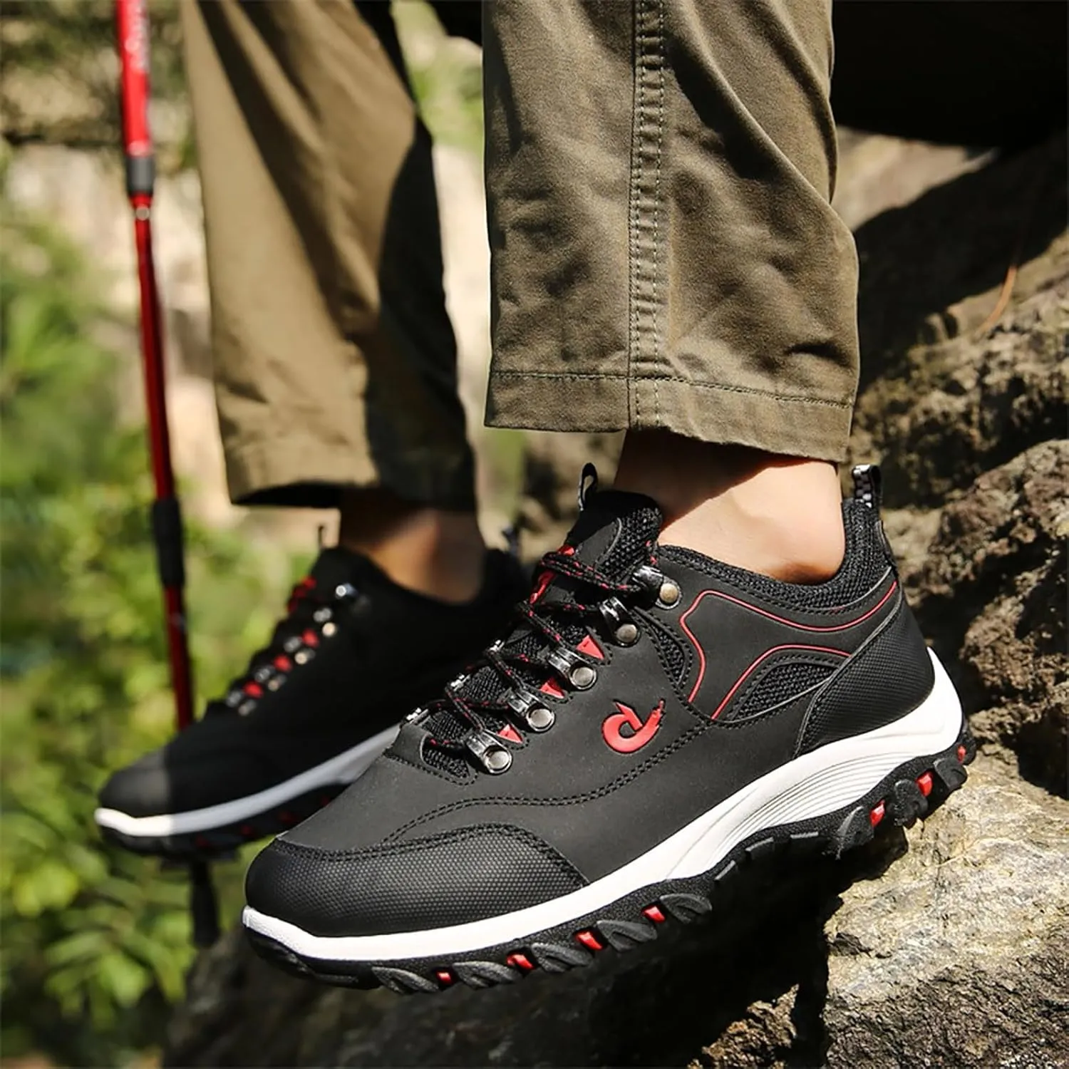 Men's Wide Hiking Shoes Lightweight Walking Shoes Waterproof Work Shoes for Outdoor Trailing Trekking Camping