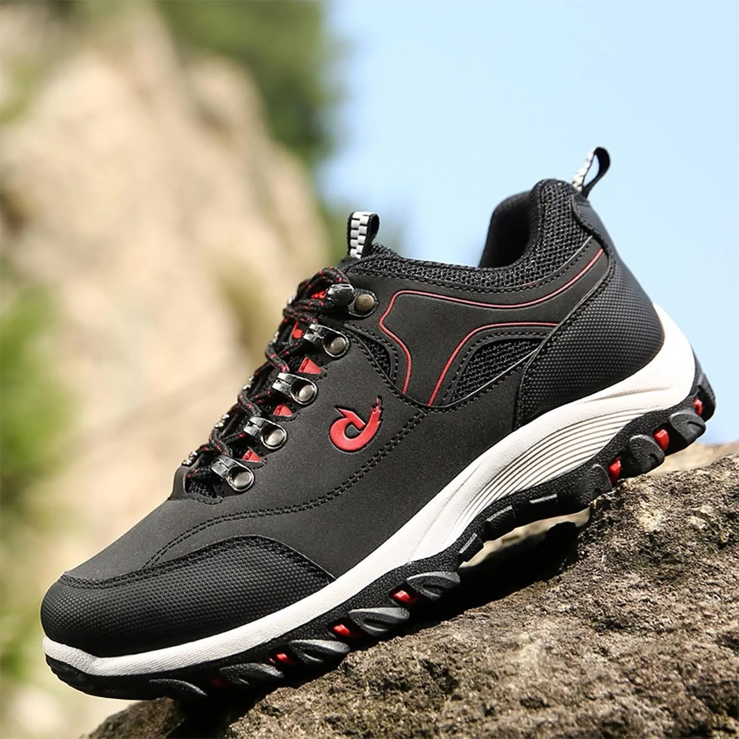 Men's Wide Hiking Shoes Lightweight Walking Shoes Waterproof Work Shoes for Outdoor Trailing Trekking Camping