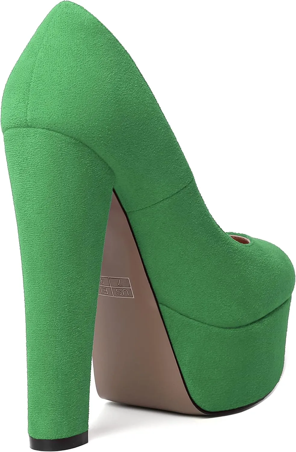 MERRORI Womens Evening Slip On Sexy Round Toe Suede Platform Chunky High Heel Pumps Shoes 6 Inch