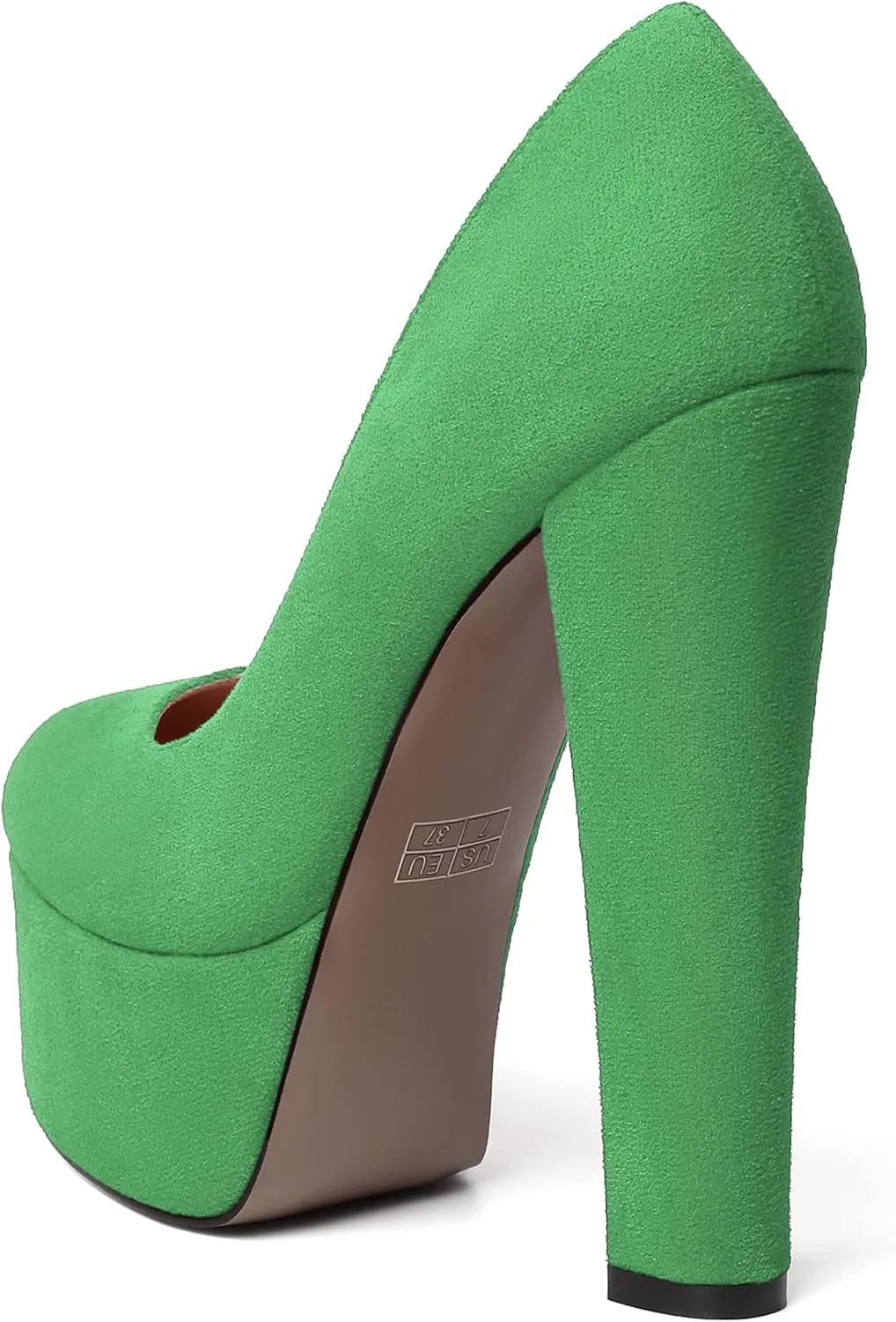 MERRORI Womens Evening Slip On Sexy Round Toe Suede Platform Chunky High Heel Pumps Shoes 6 Inch