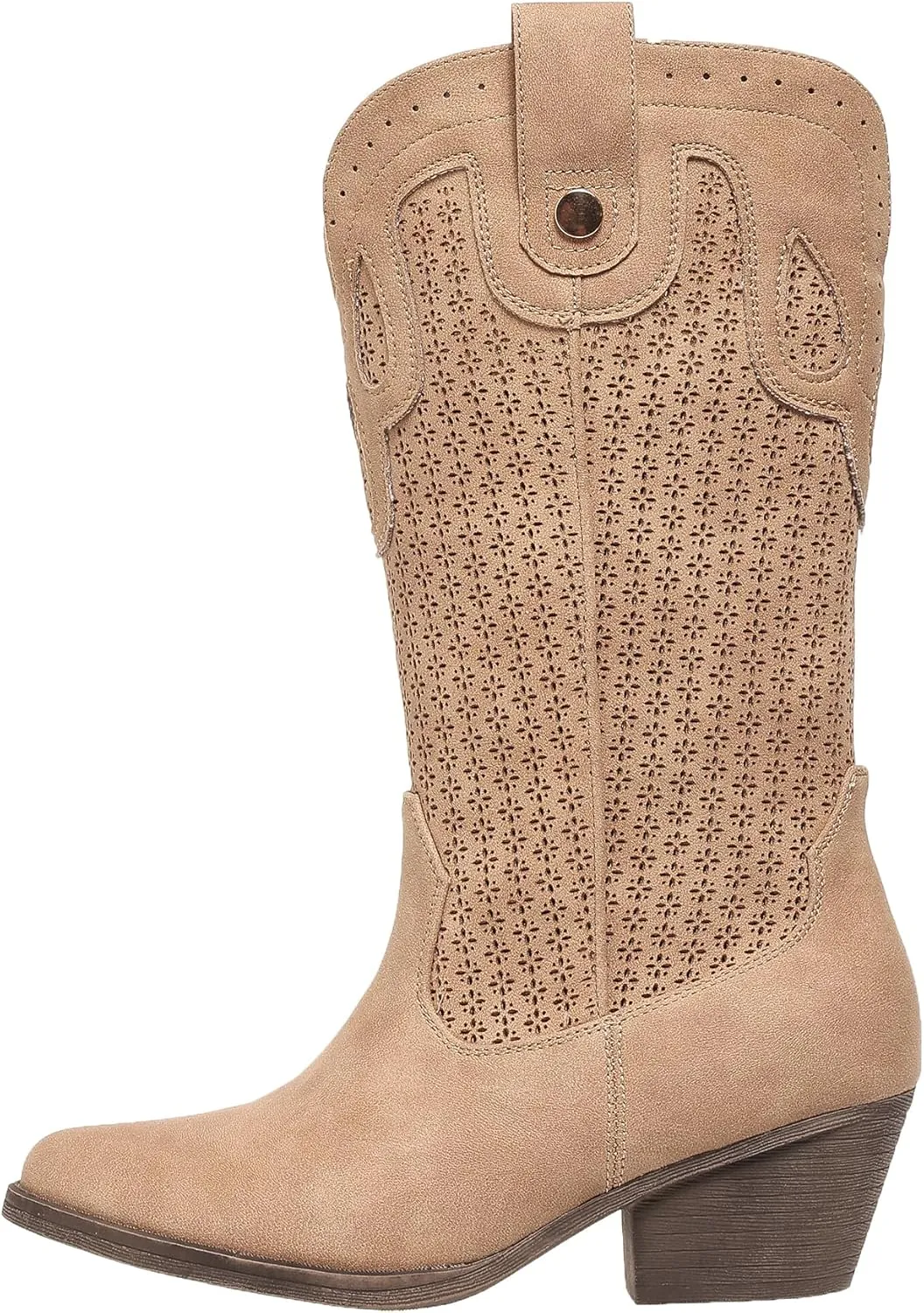 Mid Calf Cowboy Boots for Women Chunky Block Heel Women’s Pointed Toe Casual Comfortable Boot Low Heel Trendy Stylish Boot