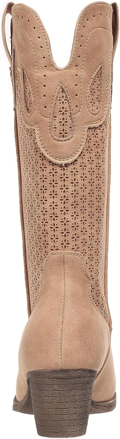Mid Calf Cowboy Boots for Women Chunky Block Heel Women’s Pointed Toe Casual Comfortable Boot Low Heel Trendy Stylish Boot