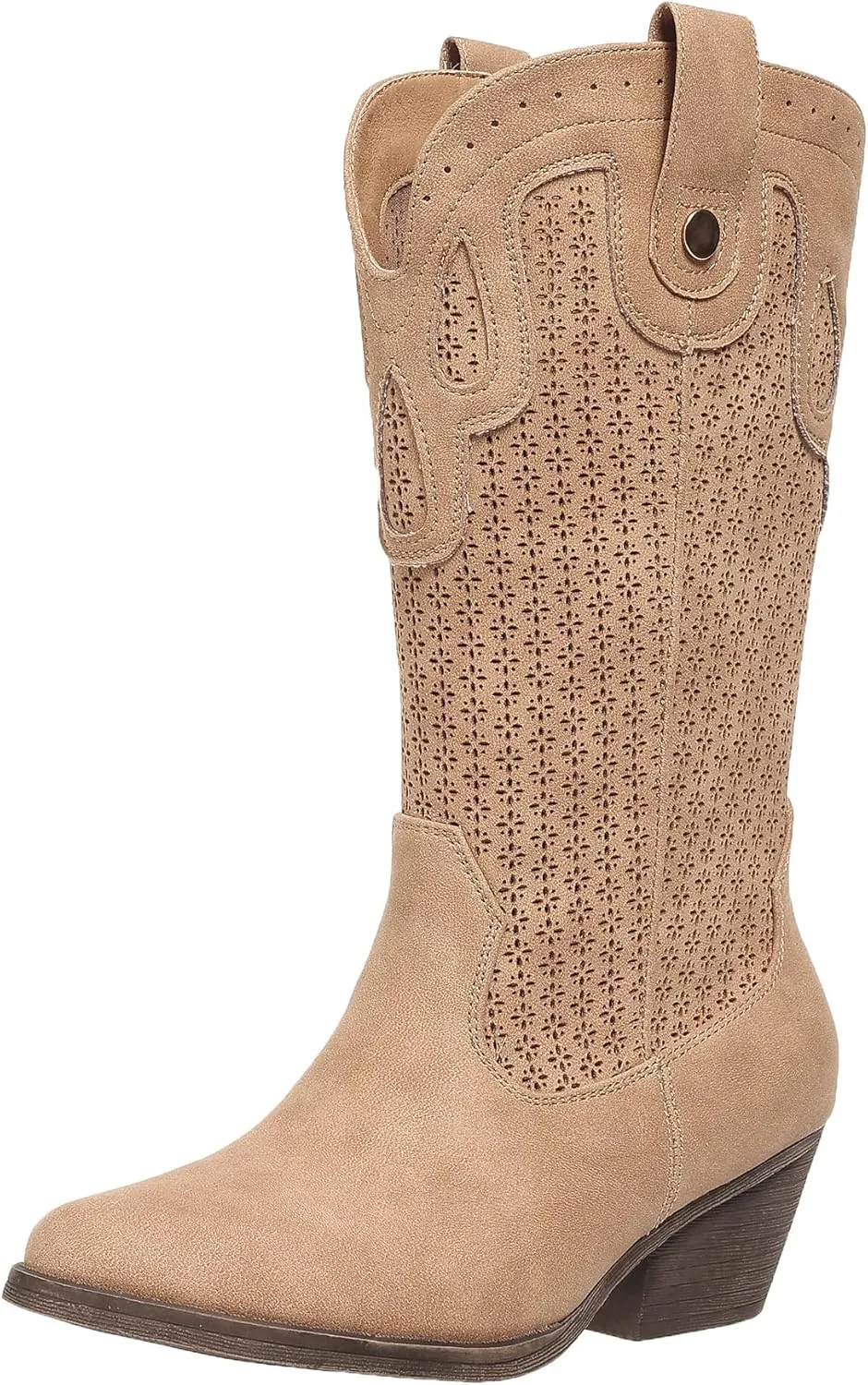 Mid Calf Cowboy Boots for Women Chunky Block Heel Women’s Pointed Toe Casual Comfortable Boot Low Heel Trendy Stylish Boot
