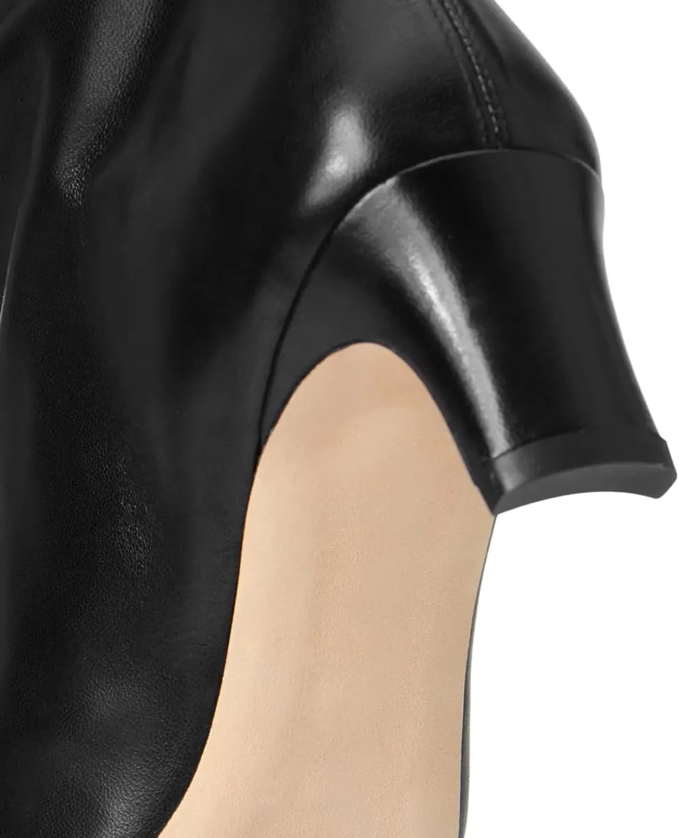 miss left Women Comfortable Low Heel Pull on Knee High Boots Stylish Square Toe Winter Party Fashion Long Boots Size 4-16 US