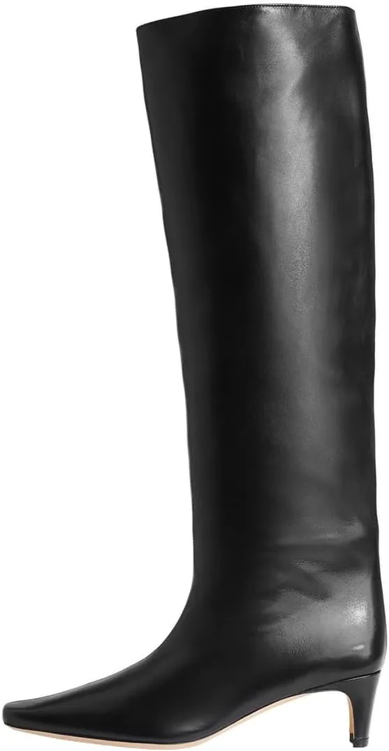 miss left Women Comfortable Low Heel Pull on Knee High Boots Stylish Square Toe Winter Party Fashion Long Boots Size 4-16 US