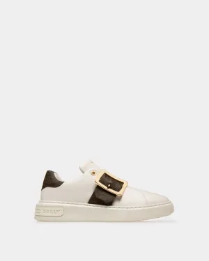 Misty Sneakers In White And Brown Leather And Cotton