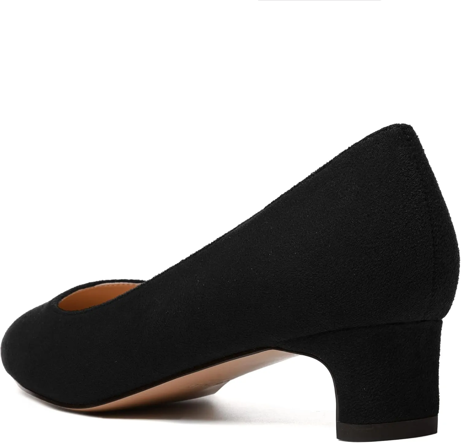 MODENCOCO Womens Pointed Toe Casual Slip On Fashion Wedding Suede Chunky Low Heel Pumps Dressy Shoes 1.5 Inch