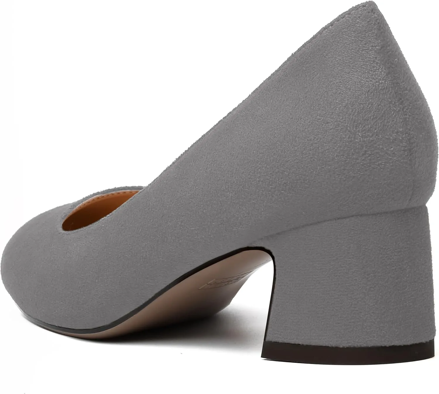 MODENCOCO Womens Suede Slip On Comfortable Formal Round Toe Office Chunky Low Heel Pumps Dress Shoes 2 Inch