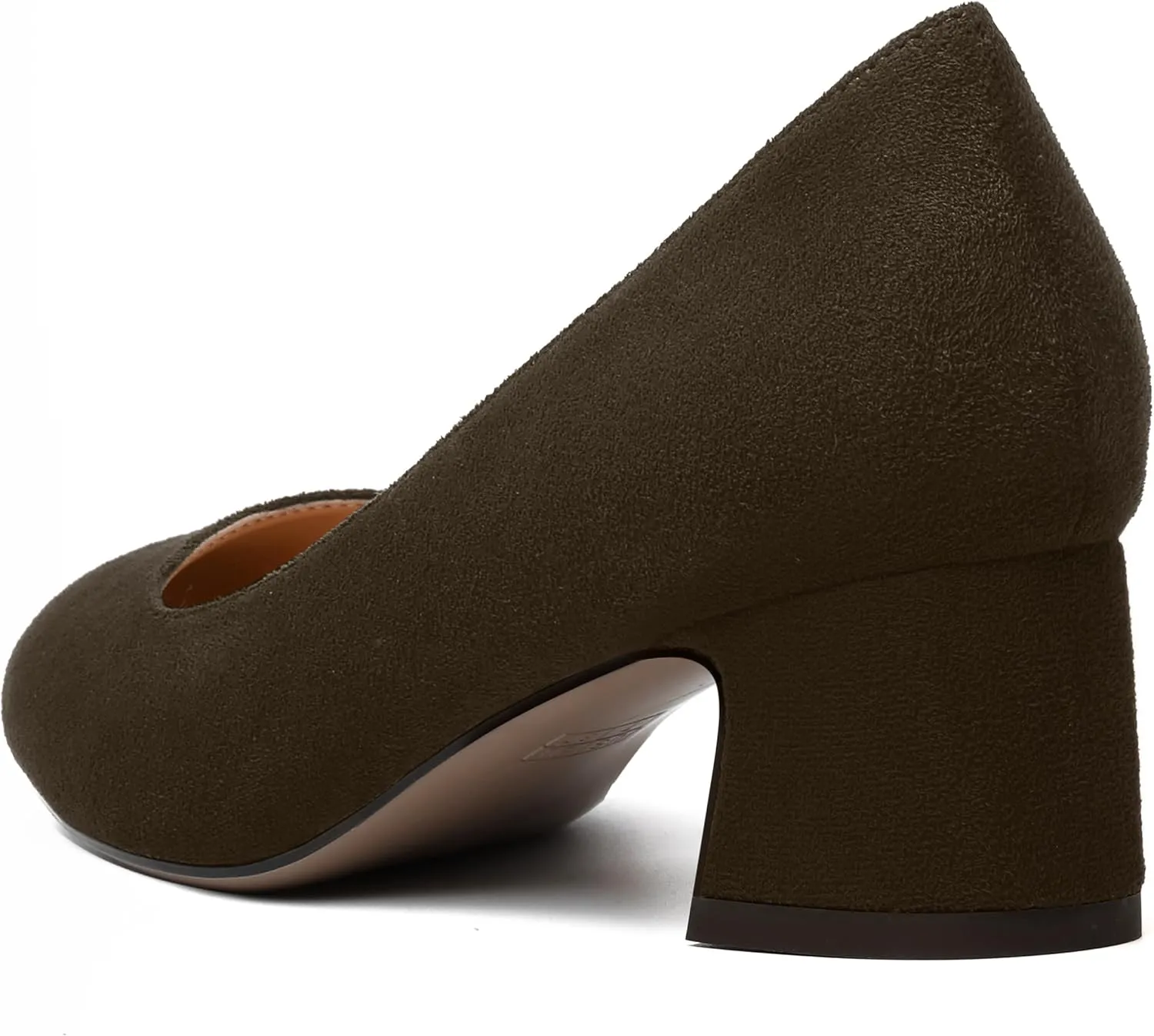 MODENCOCO Womens Suede Slip On Comfortable Formal Round Toe Office Chunky Low Heel Pumps Dress Shoes 2 Inch