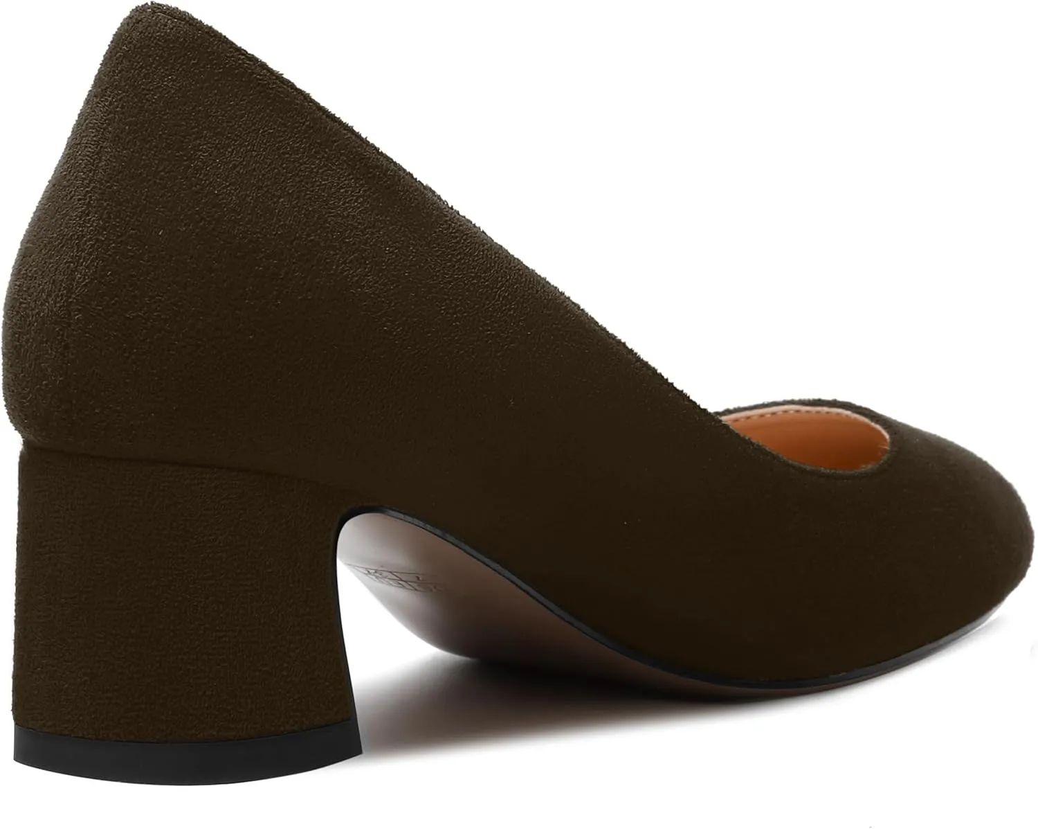 MODENCOCO Womens Suede Slip On Comfortable Formal Round Toe Office Chunky Low Heel Pumps Dress Shoes 2 Inch