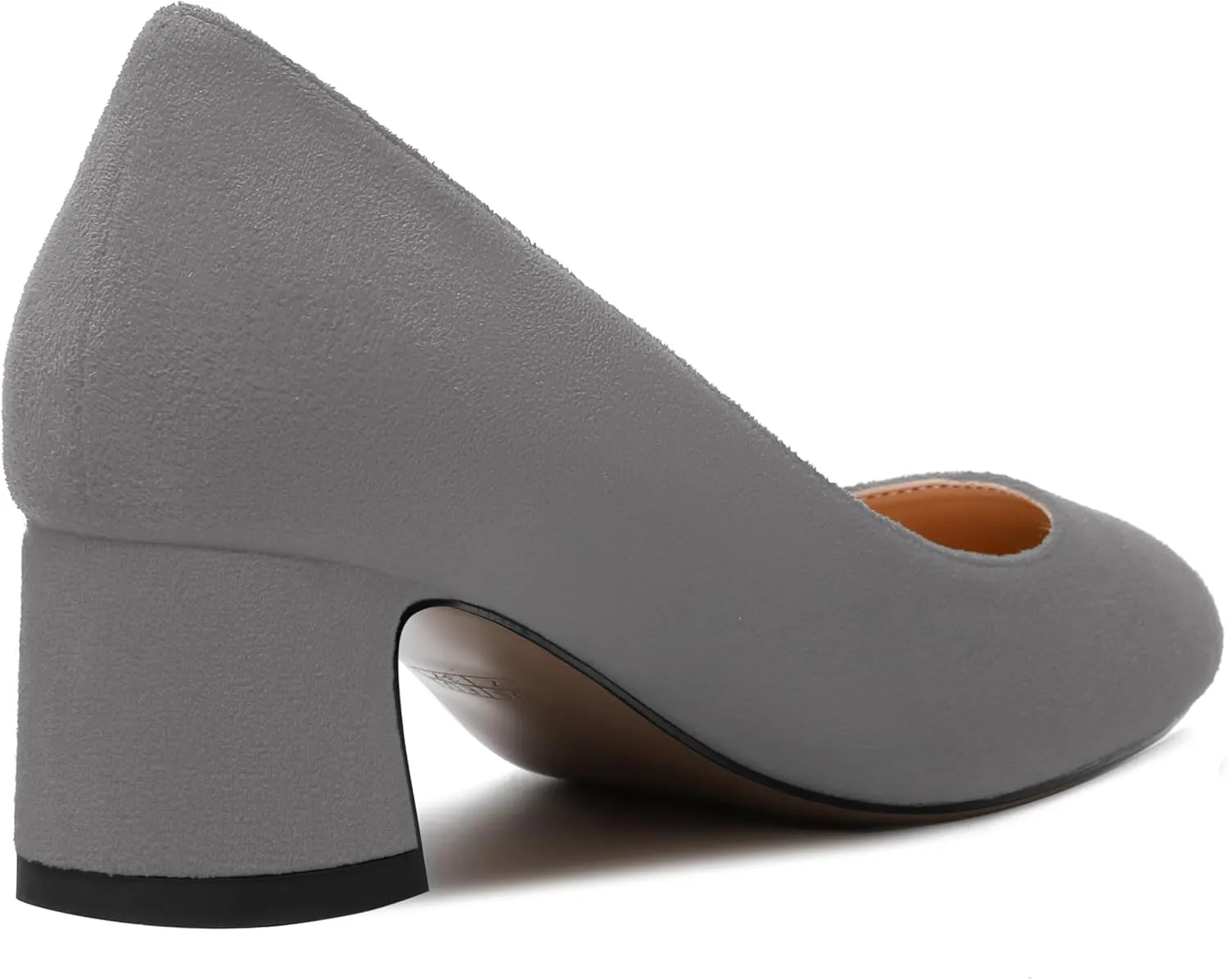 MODENCOCO Womens Suede Slip On Comfortable Formal Round Toe Office Chunky Low Heel Pumps Dress Shoes 2 Inch