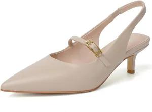 Mostrin Kitten Heels for Women Slingback Heels Pointed Closed Toe Heels Slip On Dress Pumps Shoes Low Women's Pumps for Dating Party Working