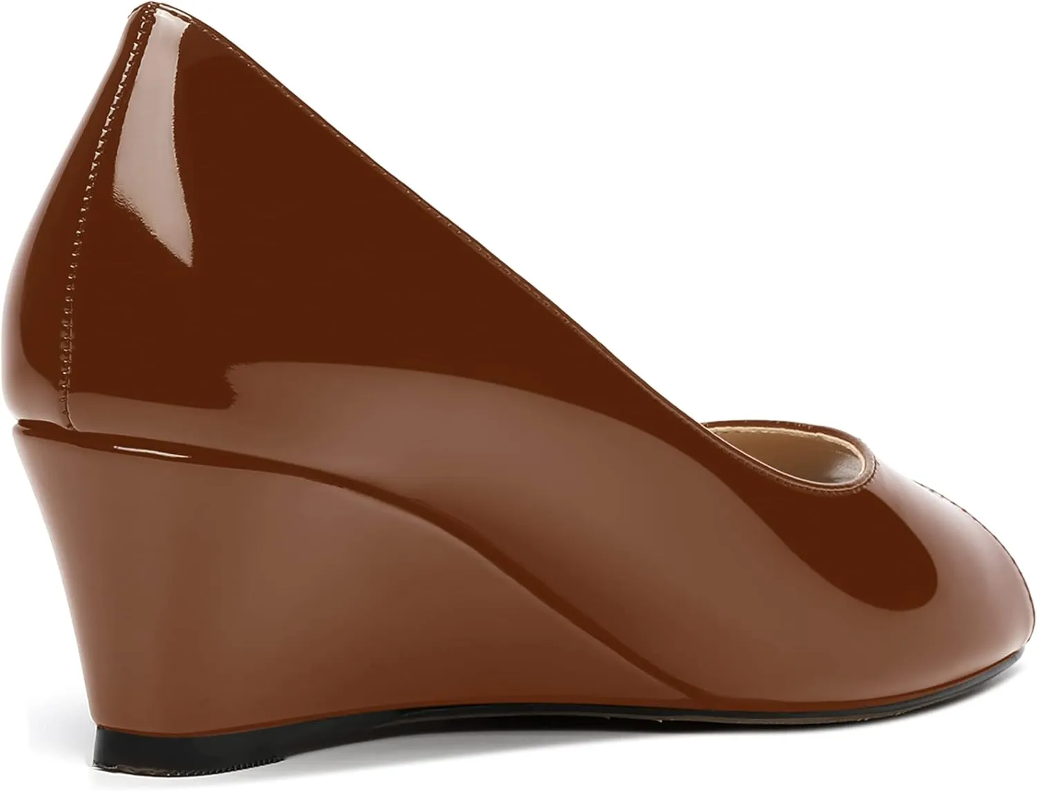 MOVINSTEPS Womens Patent Peep Toe Fashion Slip On Party Open Toe Wedge Low Heel Pumps Shoes 2 Inch
