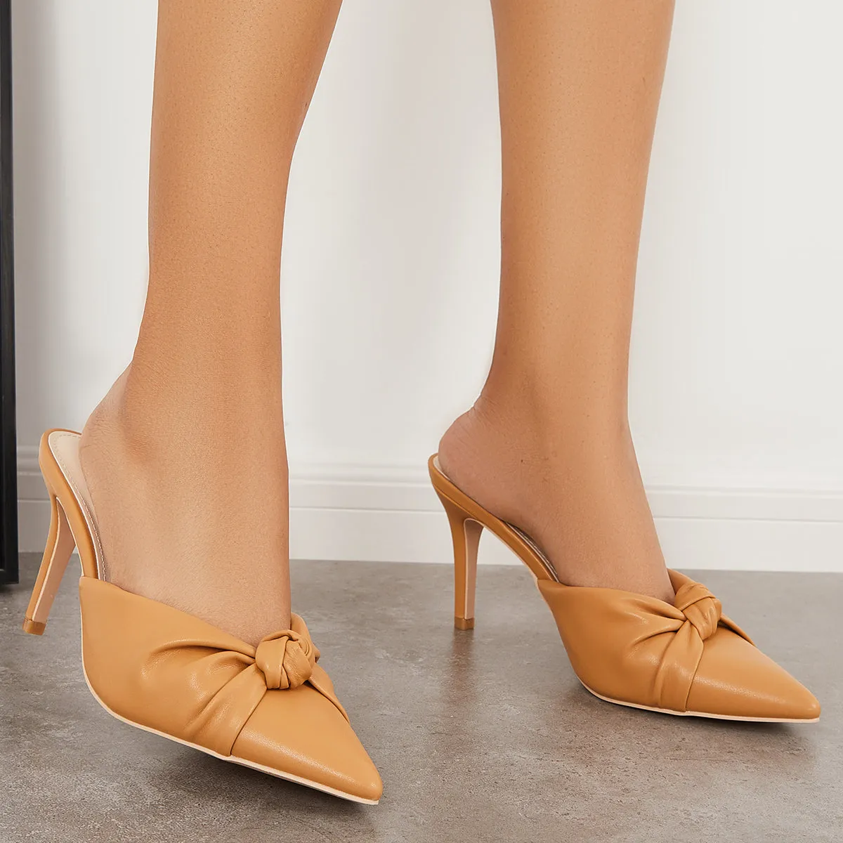 Mules Slide Private sale Toe Heel Bow Stiletto Backless Sandals Tie Minimalistic Pointed