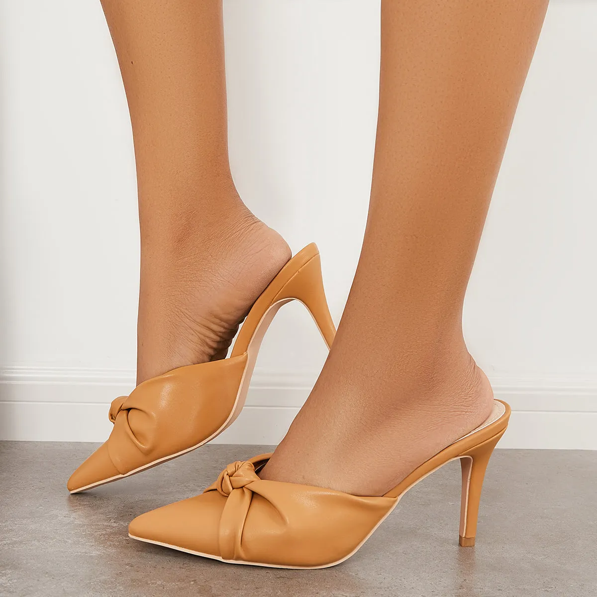 Mules Slide Private sale Toe Heel Bow Stiletto Backless Sandals Tie Minimalistic Pointed