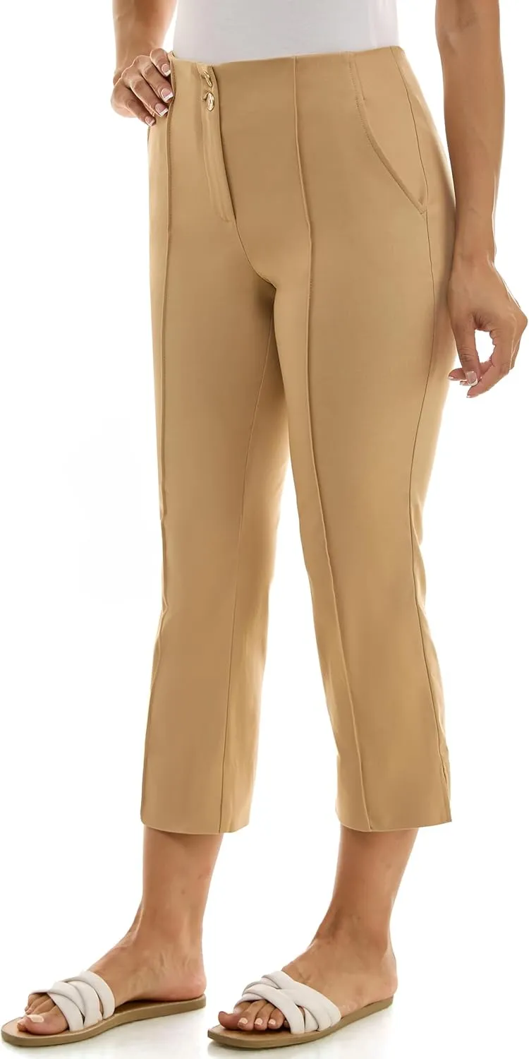 Nanette Nanette Lepore Women's Double Button Boot Cut Capri with Front Seam and Functional Pocket