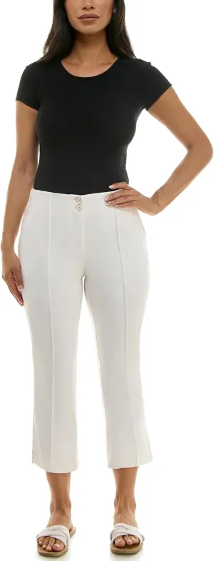 Nanette Nanette Lepore Women's Double Button Boot Cut Capri with Front Seam and Functional Pocket