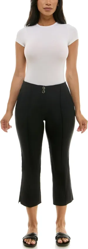 Nanette Nanette Lepore Women's Double Button Boot Cut Capri with Front Seam and Functional Pocket