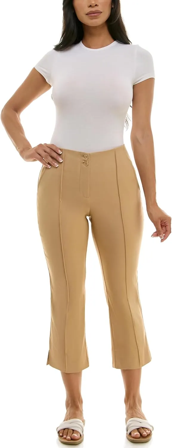 Nanette Nanette Lepore Women's Double Button Boot Cut Capri with Front Seam and Functional Pocket