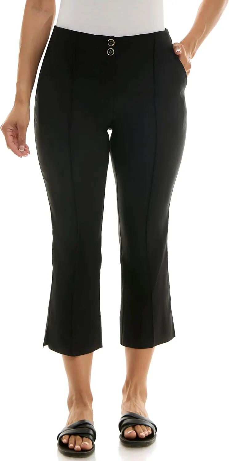 Nanette Nanette Lepore Women's Double Button Boot Cut Capri with Front Seam and Functional Pocket