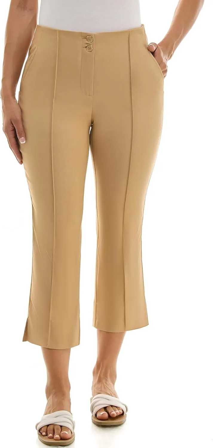 Nanette Nanette Lepore Women's Double Button Boot Cut Capri with Front Seam and Functional Pocket