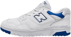 New Balance 550 Men's Sneakers, White/Cobalt/Summer Fog, Size 9.5