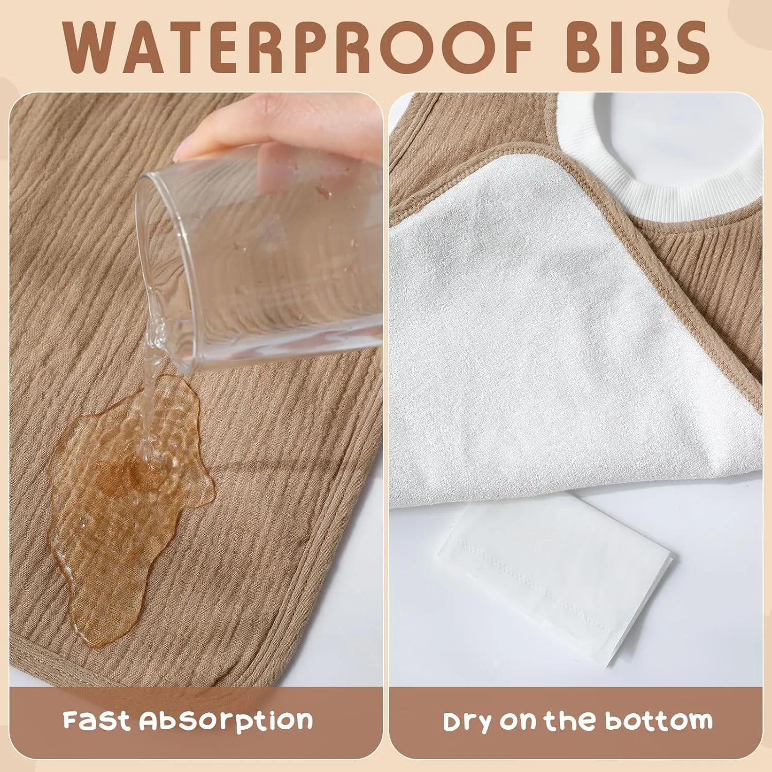 Newwiee Large Muslin Pullover Baby Bibs Full Coverage Toddler Slip on Absorbent Bib Waterproof Toddler Towel Bibs(Stylish Color, 5 Pcs)