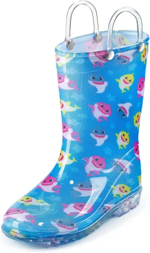 Nickelodeon Baby Shark Waterproof PVC Rain Boots Easy-On Handles