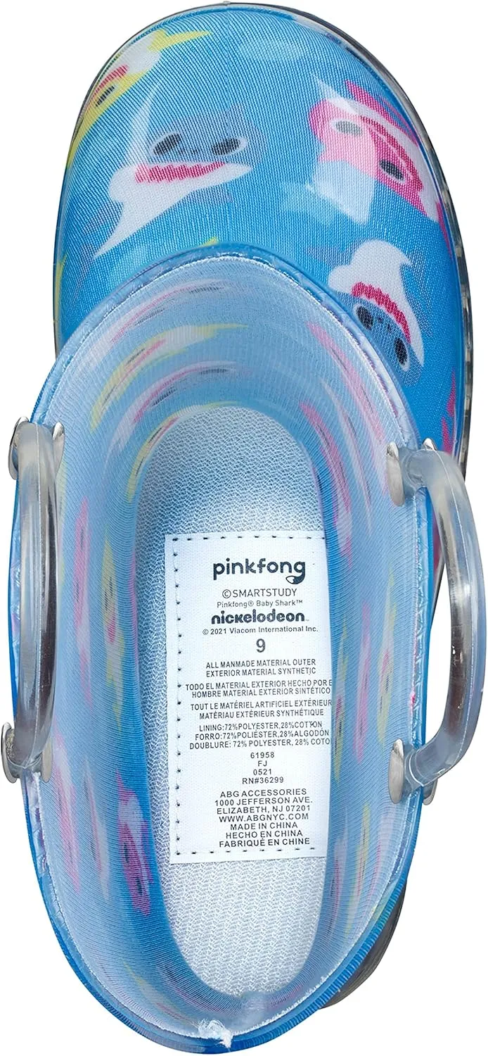 Nickelodeon Baby Shark Waterproof PVC Rain Boots Easy-On Handles