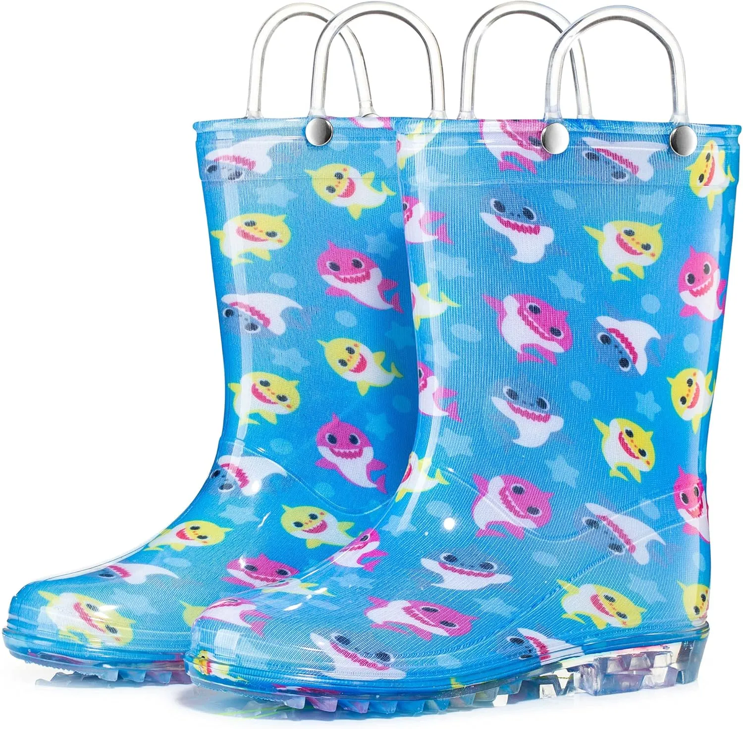 Nickelodeon Baby Shark Waterproof PVC Rain Boots Easy-On Handles