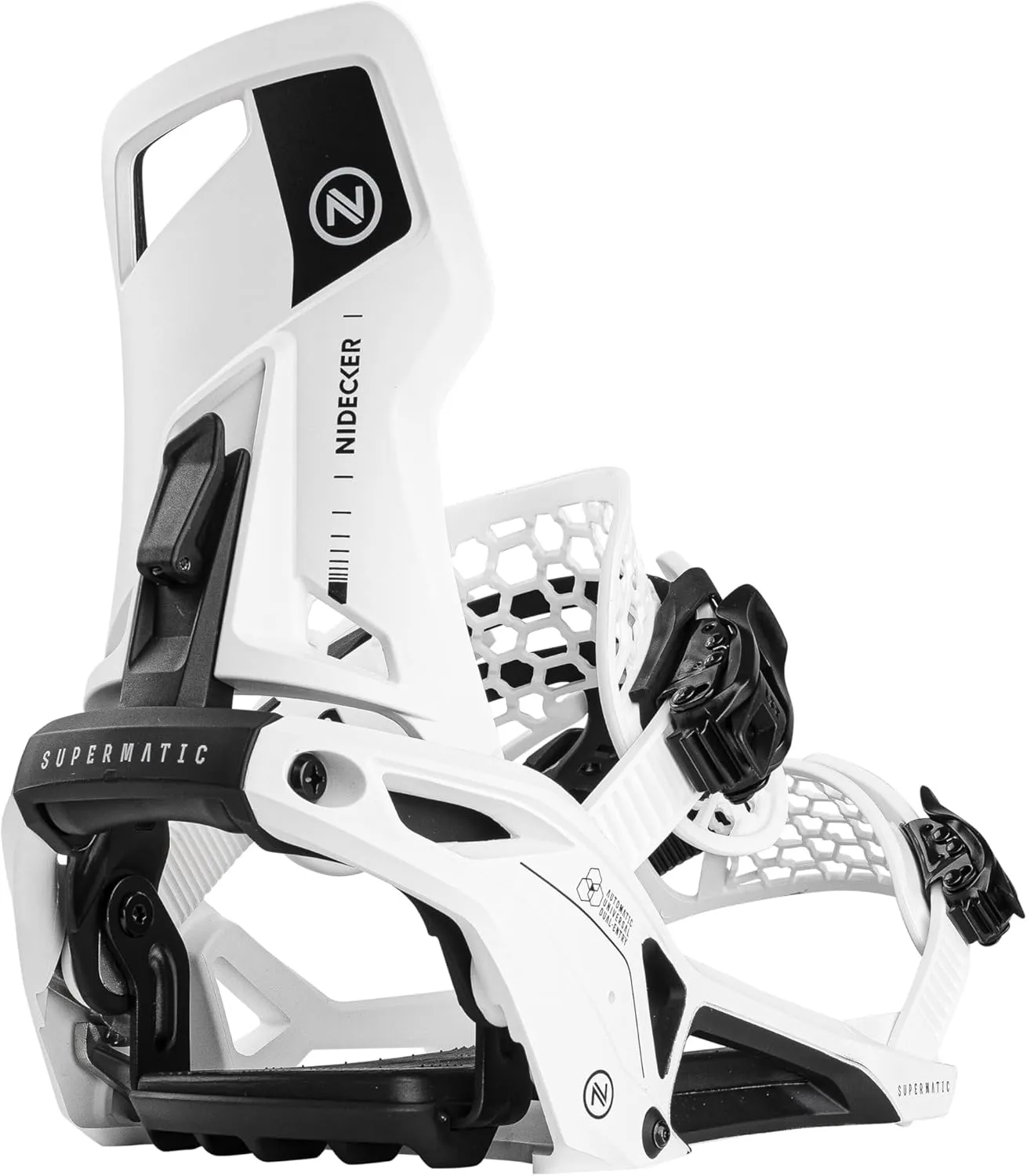 Nidecker Supermatic Snowboard First Universal, Dual-Entry, Automatic Binding - Comfortable and Reliable as a Regular Two-Strap Binding - Genuine Game Changer with its Drop in tech
