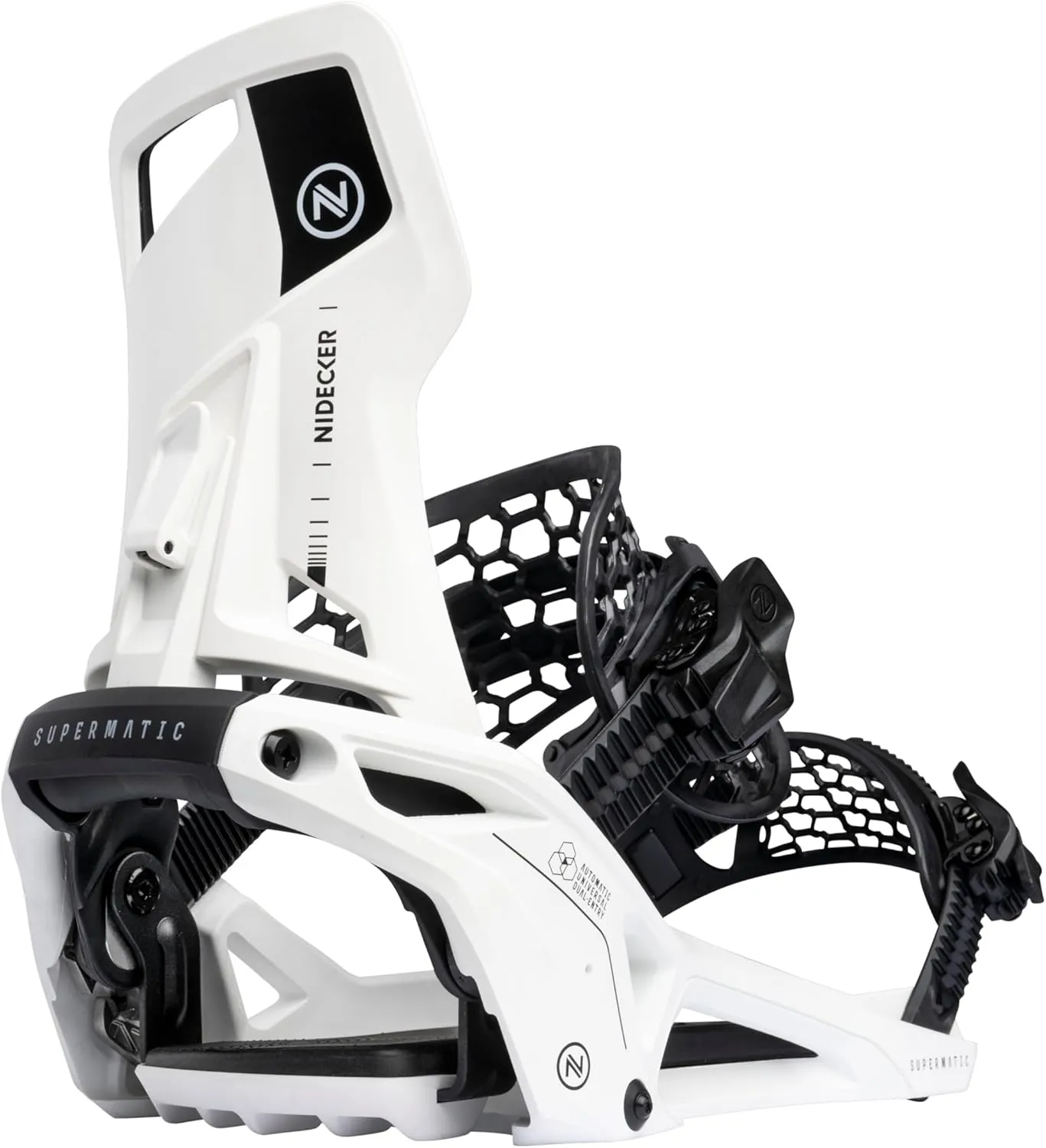 Nidecker Supermatic Snowboard First Universal, Dual-Entry, Automatic Binding - Comfortable and Reliable as a Regular Two-Strap Binding - Genuine Game Changer with its Drop in tech