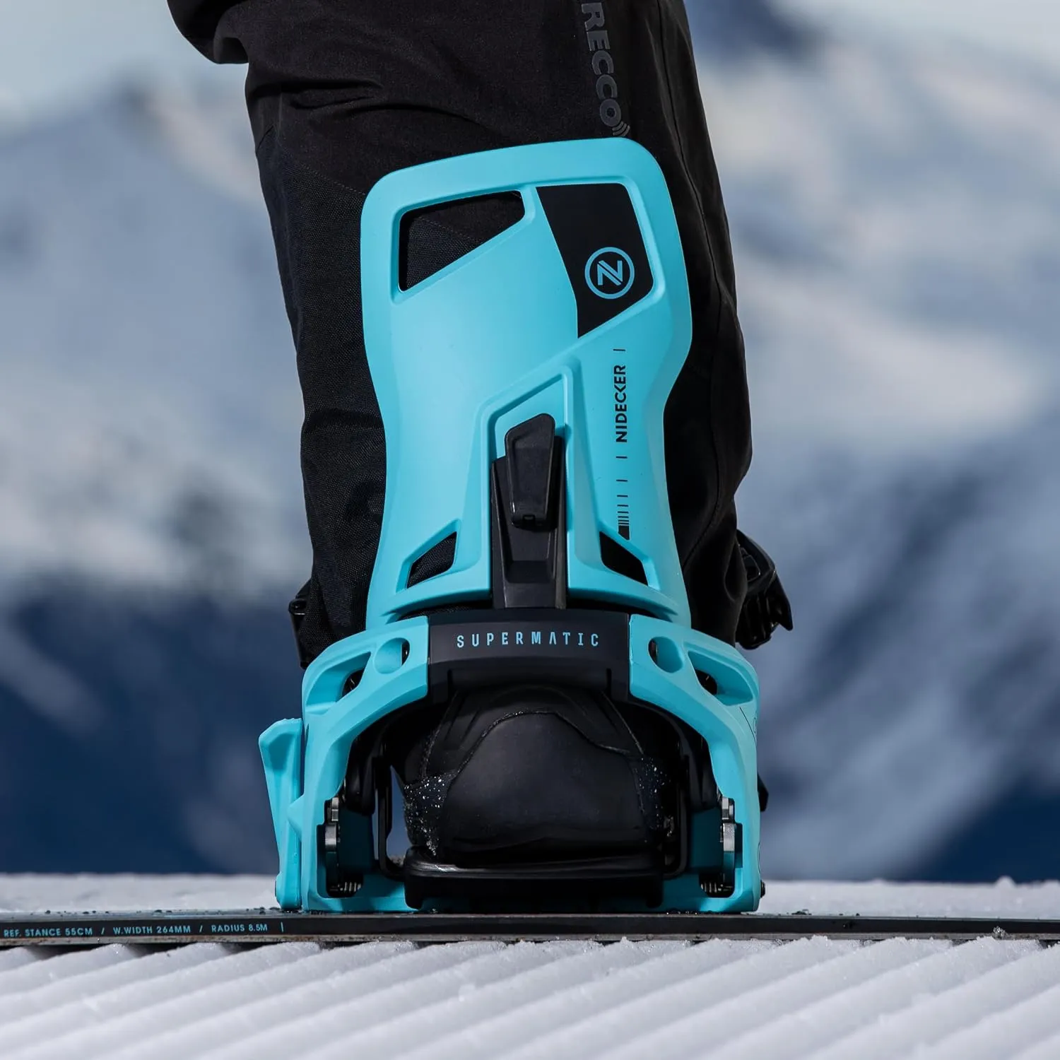 Nidecker Supermatic Snowboard First Universal, Dual-Entry, Automatic Binding - Comfortable and Reliable as a Regular Two-Strap Binding - Genuine Game Changer with its Drop in tech