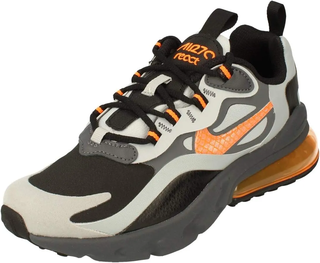 Nike Air Max 270 React Winter GS Running Trainers BQ4760 Sneakers Shoes (UK 4 US 4.5Y EU 36.5, Black Total Orange Grey 001)