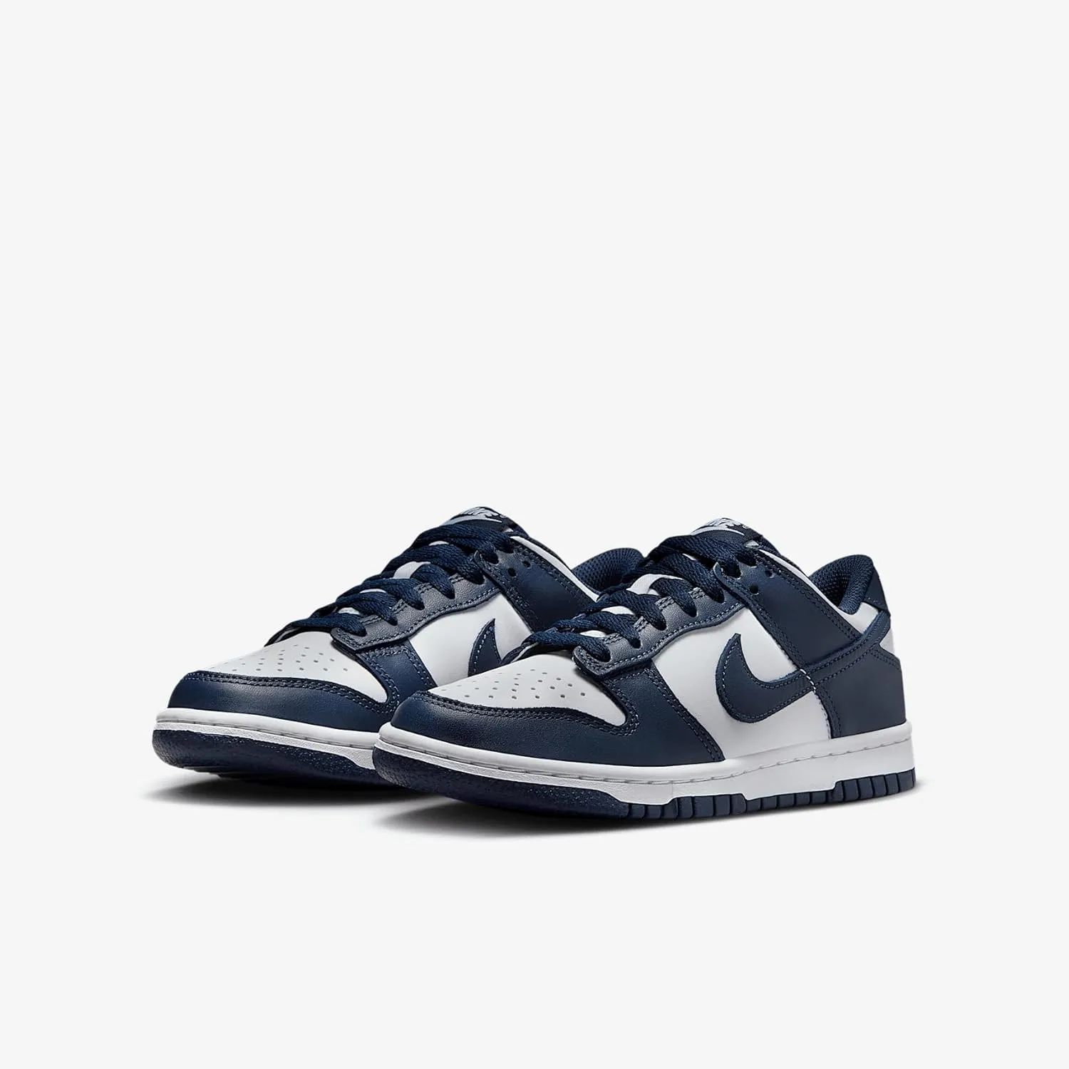 Nike Dunk Low Big Kids' Shoes (FB9109-116, White/White/Midnight Navy)