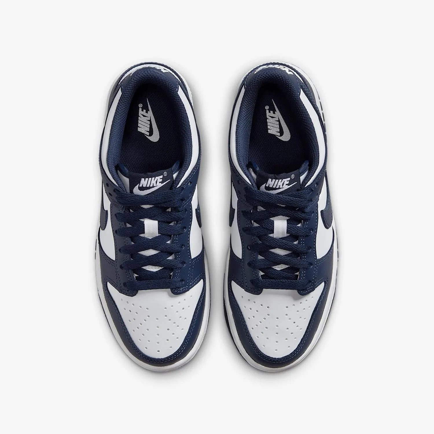 Nike Dunk Low Big Kids' Shoes (FB9109-116, White/White/Midnight Navy)