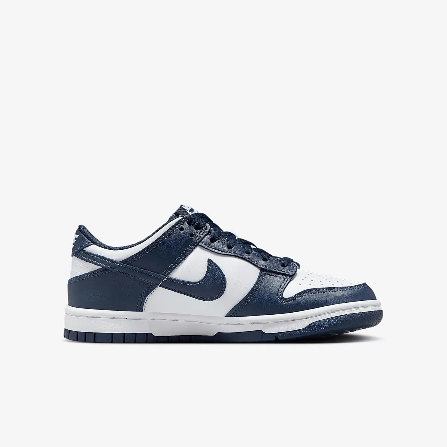 Nike Dunk Low Big Kids' Shoes (FB9109-116, White/White/Midnight Navy)