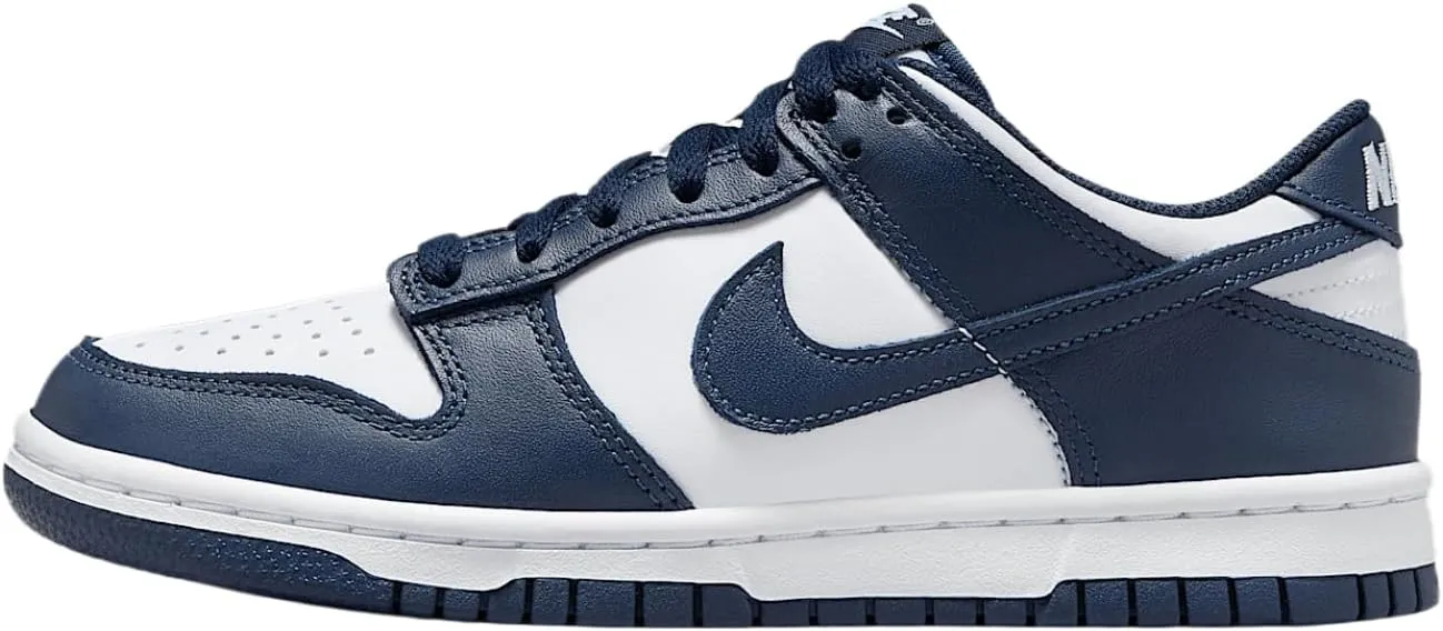 Nike Dunk Low Big Kids' Shoes (FB9109-116, White/White/Midnight Navy)