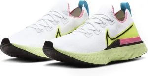 Nike Women's React Infinity Run FK White/Black-Volt-Pink Glow Sneakers 10