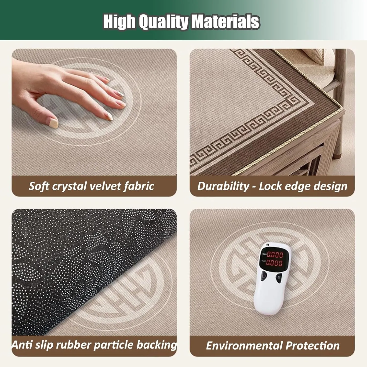 Non-Slip Crystal Velvet Mahjong Mat for Table, Quiet Noise Reduction Table Cover for Home Chess Room Mahjong Poker Cards Board Games, with Carrying Bag(Coffee 1,70cm/27.55in)