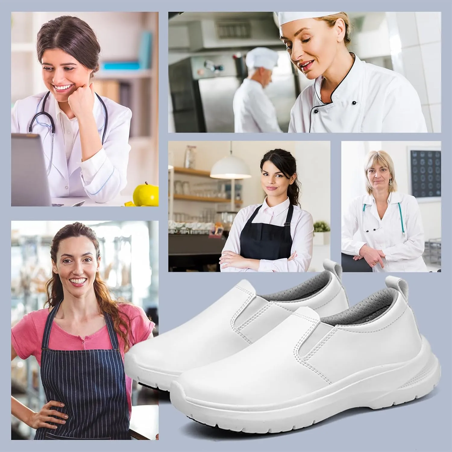 Non Slip Shoes for Women Food Service -Slip On, Lightweight,Comfortable,Nurse Shoe and Crew Work.