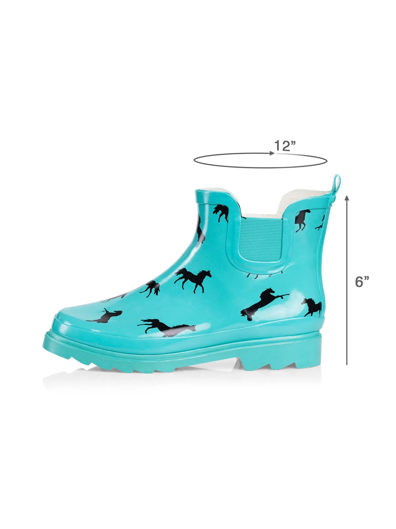 NORTY Womens 6" Ankle Rain Boots 41806 Turquoise Horses