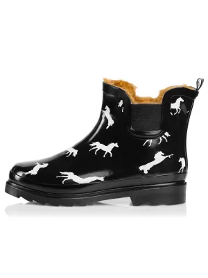 NORTY Womens 6" Ankle Rain Boots 41842 Black Horse Fur
