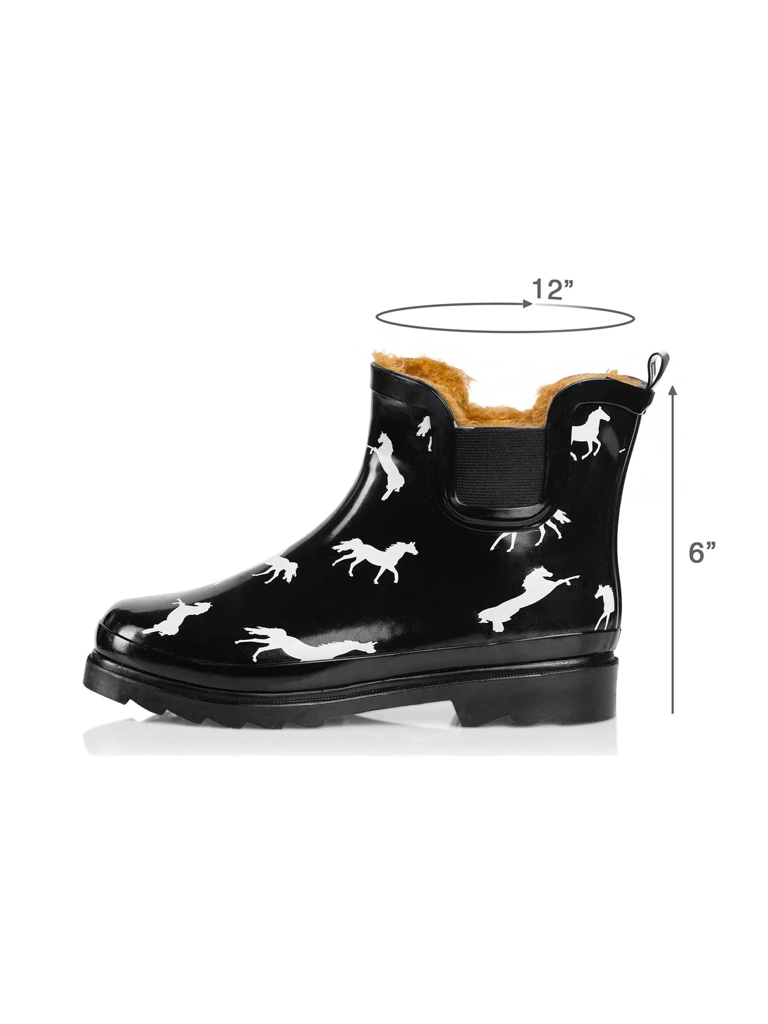 NORTY Womens 6" Ankle Rain Boots 41842 Black Horse Fur