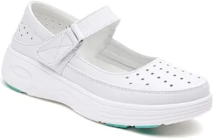 Nurse Shoes for Women Comfortable Nursing Shoes Slip On Waterproof Healthcare Work Sneakers White Leather for Running Gym