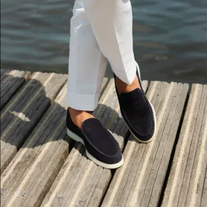 Old Money Suede Leather Loafers (Black)