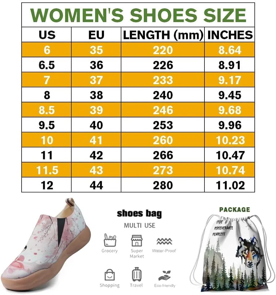 Onehorse Women's Sneakers Casual Travel Shoes Slip-On Lightweight Comfortable Artistic Flowers Loafers